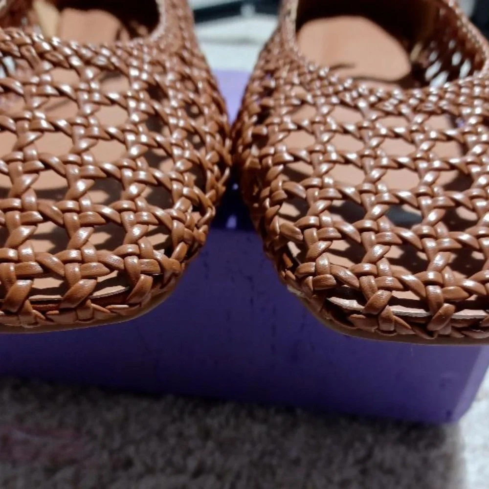 MICIFA NEW Brown Woven 'Mary Jane' Flats - Picture 5 of 8